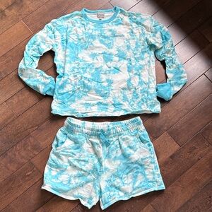 Bench Kids' sz 14-16 Turquoise and White Tie-Dye Set